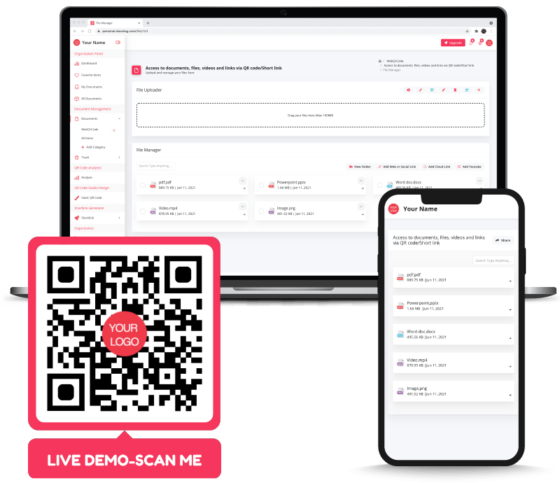 AppMyfiles with QR code and Shortlink access - DocDrag Platform