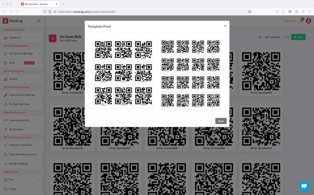 How to generate bulk QR codes in a minute? DocDrag Platform