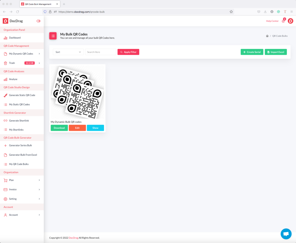 How to generate bulk QR codes in a minute? DocDrag Platform